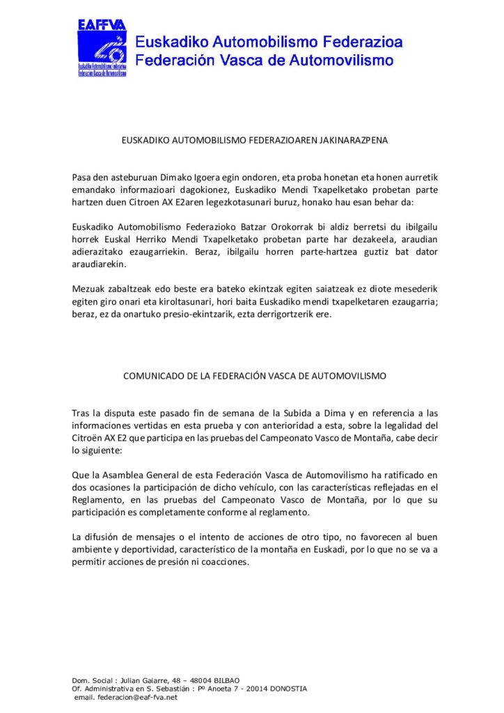 JAKINARAZPENA / COMUNICADO